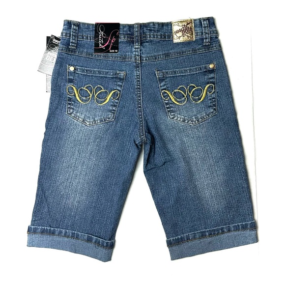 South Pole Youth Girls 10 Jean Blue‎ Capri Pants Vintage Y2K 90s Denim Logo - Picture 5 of 7